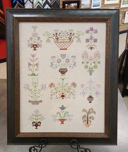 Linen counted cross stitch and lacing